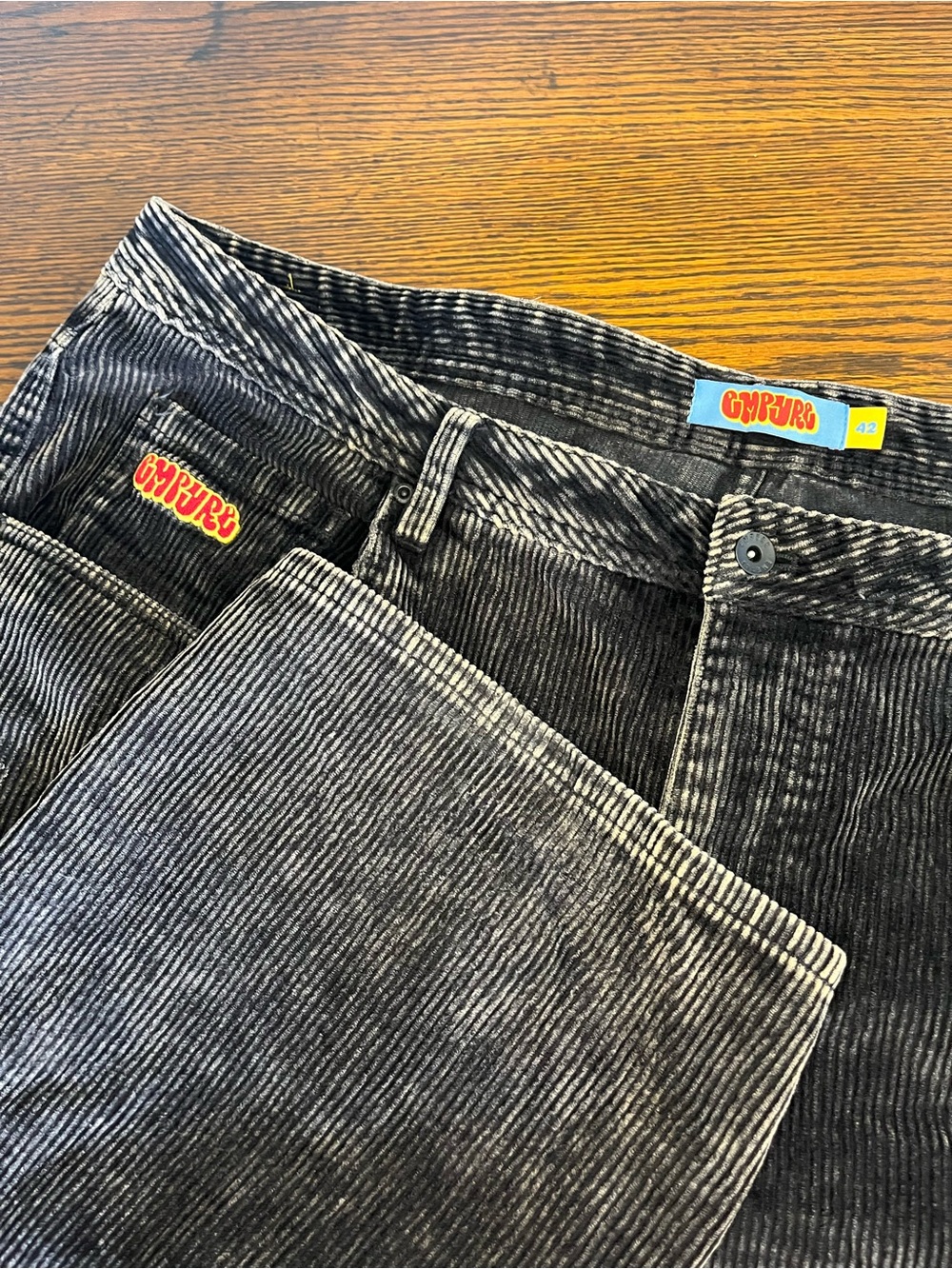 Empyre Relax Faded Black Baggy Wide Leg Skater Corduroy Cords Pants Mens 42x30